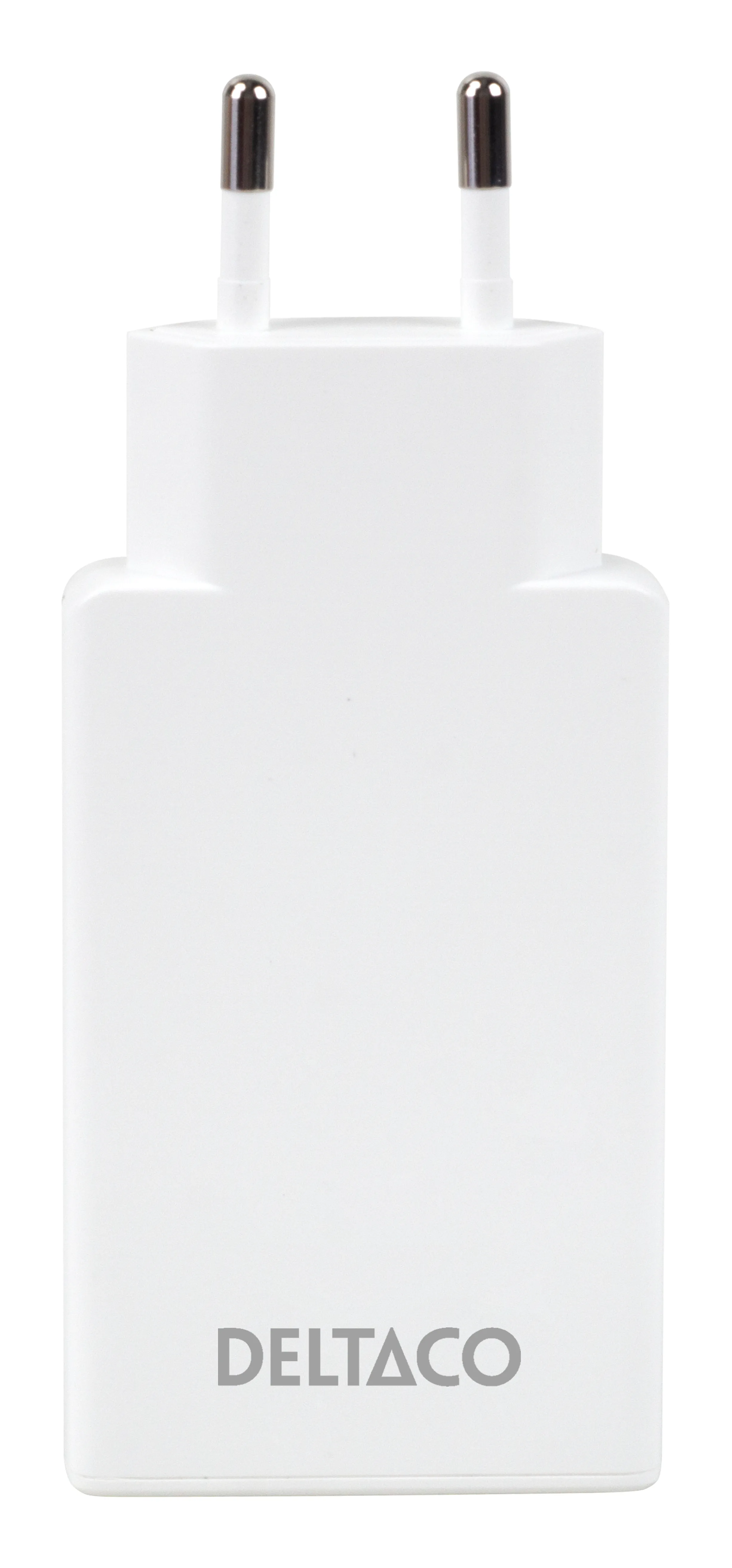 DELTACO USBC-AC201 - Sein&auml;laturi 2x USB-C 67W, valkoinen