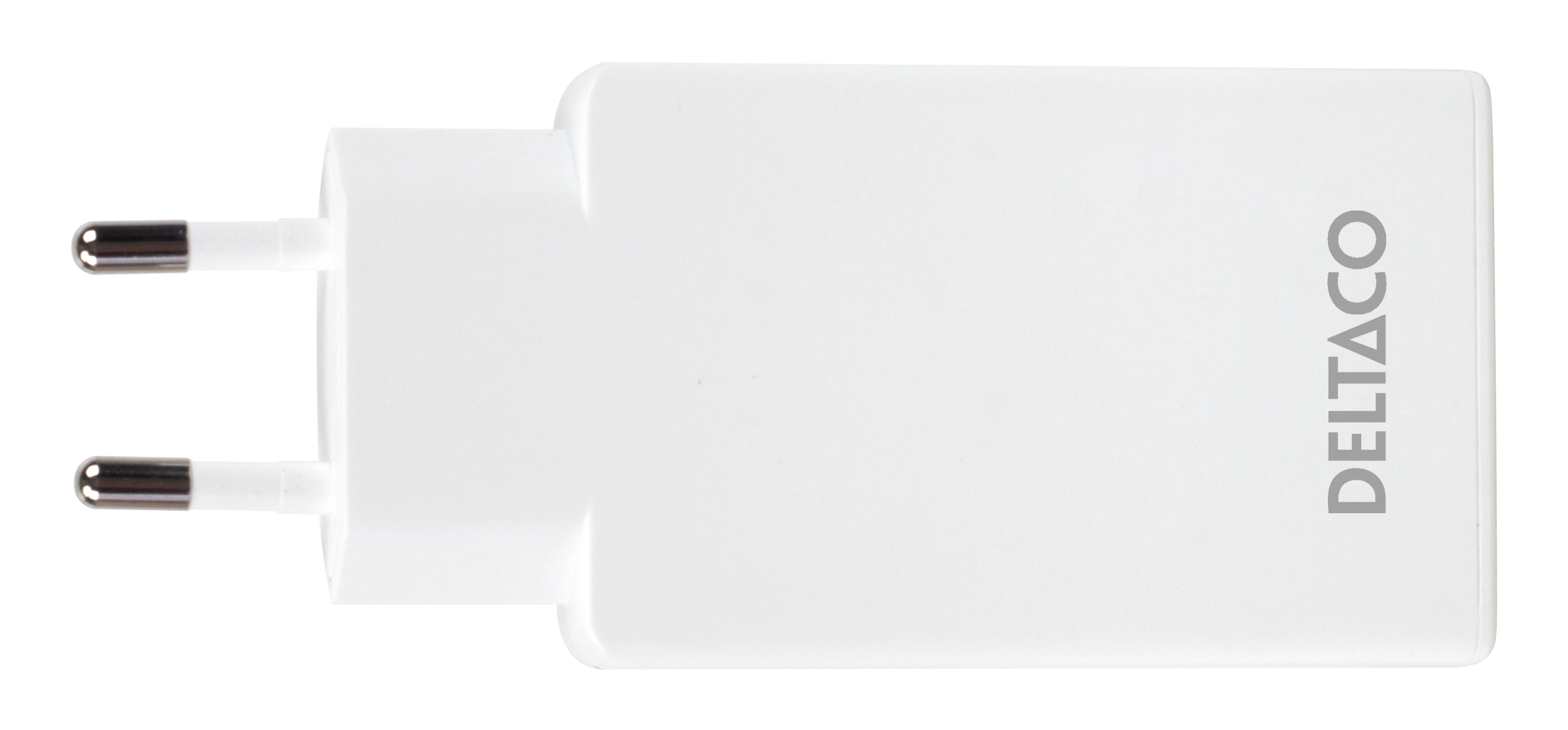 DELTACO USBC-AC201 - Sein&auml;laturi 2x USB-C 67W, valkoinen