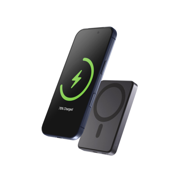 Spello ForcePack Alu 5000mAh Magnetic Wireless Power Bank SM51 | Space Grey | Slim Design | Qi2  &amp;  MagSafe Compatible