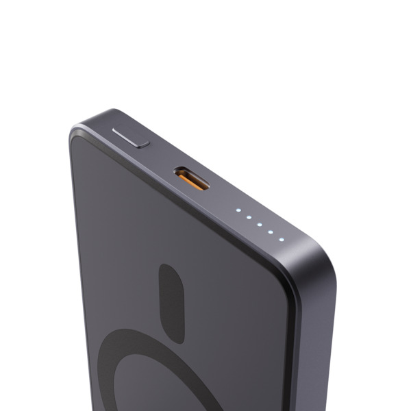 Spello ForcePack Alu 5000mAh Magnetic Wireless Power Bank SM51 | Space Grey | Slim Design | Qi2  &amp;  MagSafe Compatible