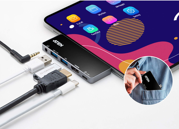 ATEN USB-C Travel Dock 5 in 1 with Power Pass Through PD92W