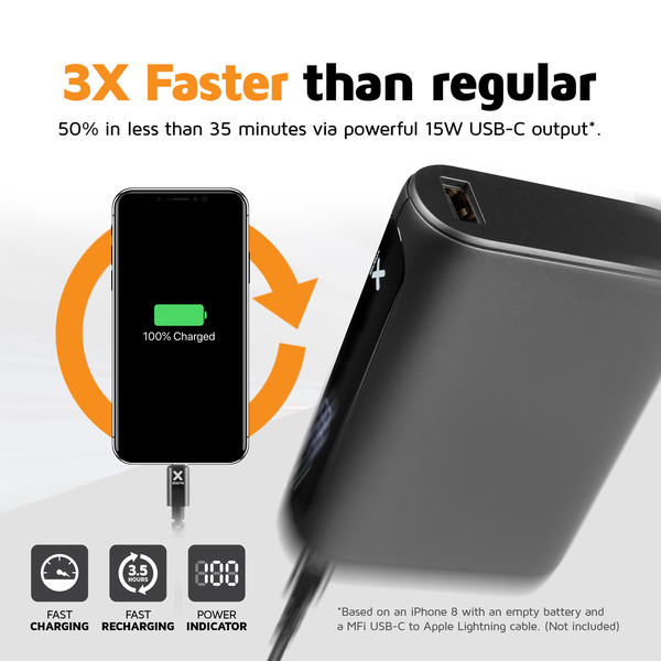 XTORM Go-series 10000mAh 15W USB-C &amp; USB-A - power bank, black