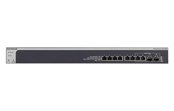 NETGEAR ProSafe Plus XS708Ev2 - Kytkin - Hallinnoitu - 8 x 10 Gigabit Ethernet + 1 x combo SFP+ - ty&ouml;p&ouml;yt&auml;, r&auml;kkiin asennettava - AC 100/230 V