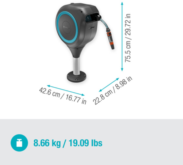 Gardena RollUp M - slangbox, 20 m Terass, turkos