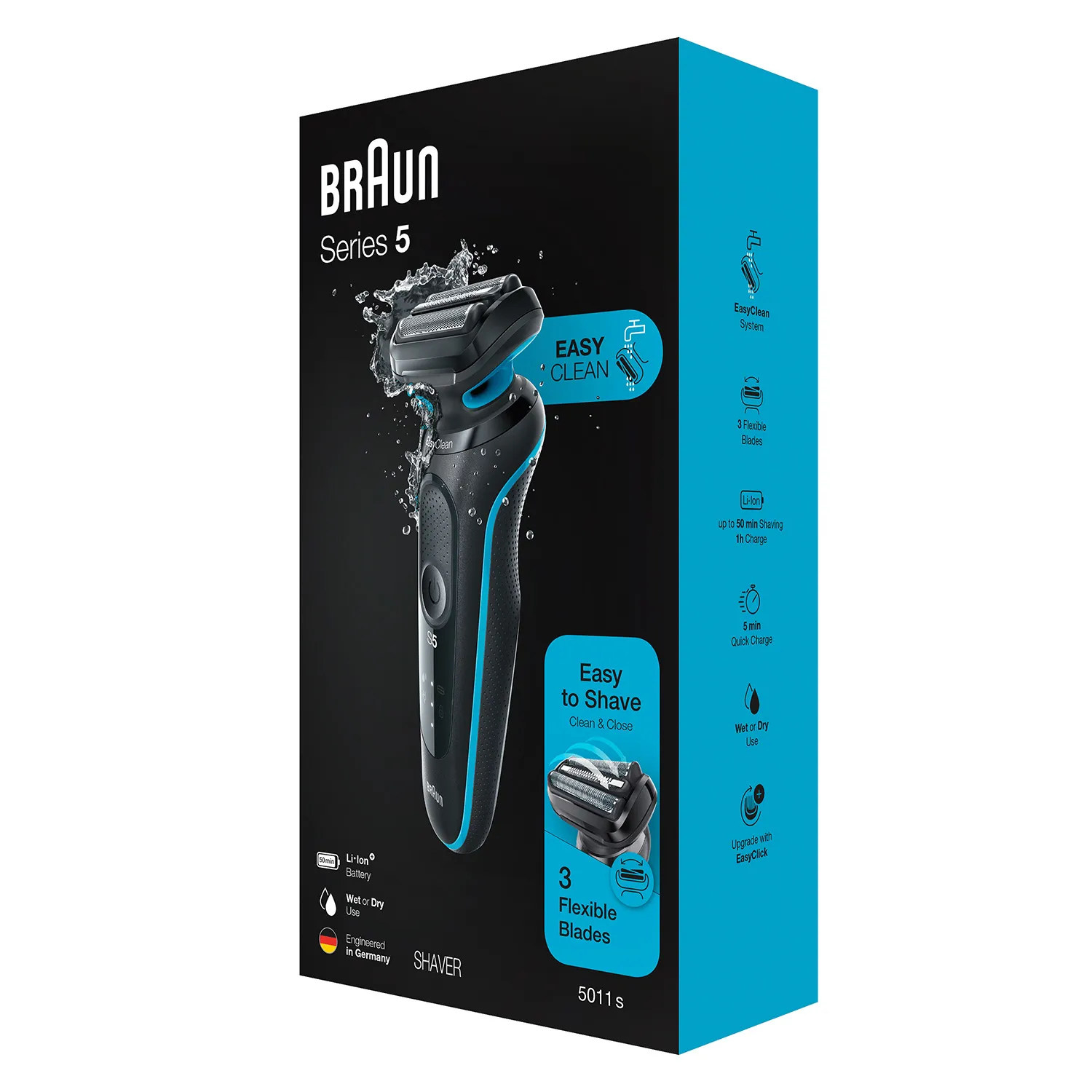 Braun Series 5 51-M1000s - elektrisk rakapparat, svart, bl&aring;