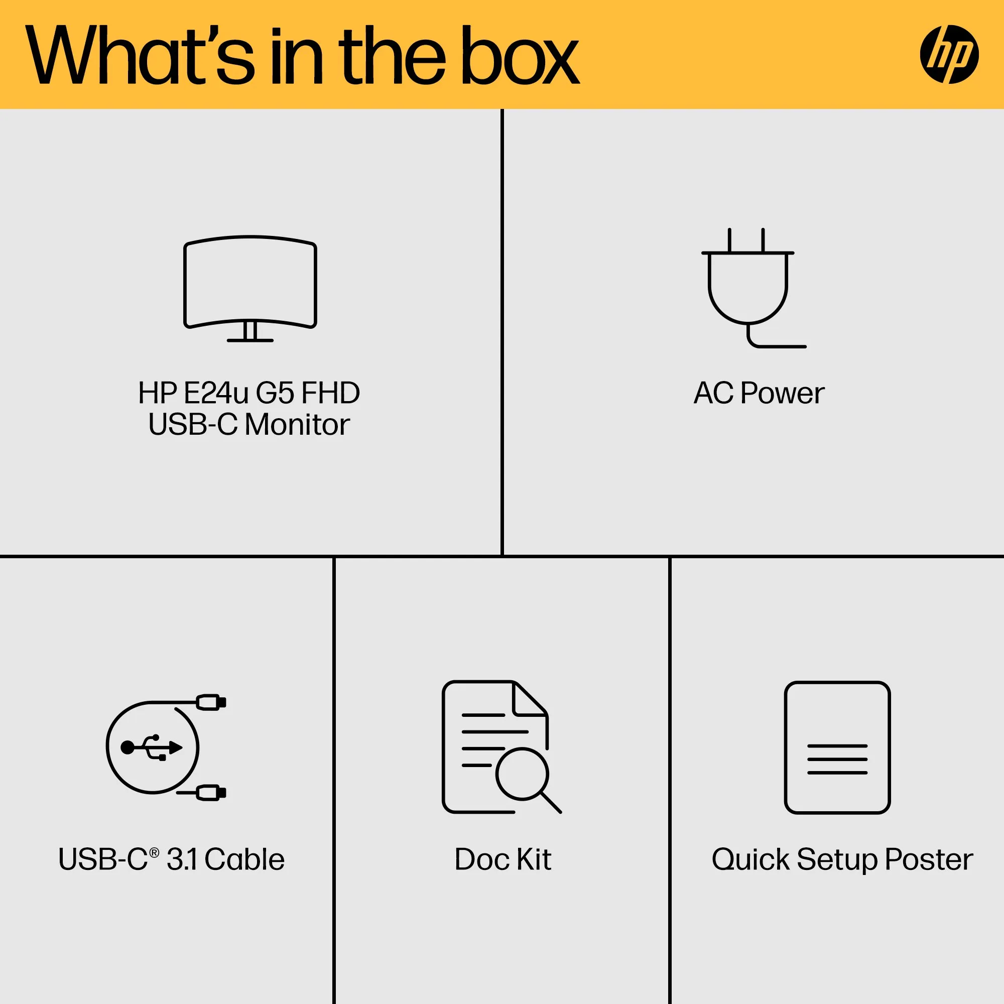 HP 24" E24u G5 Full HD, USB-C, IPS - sk&auml;rm