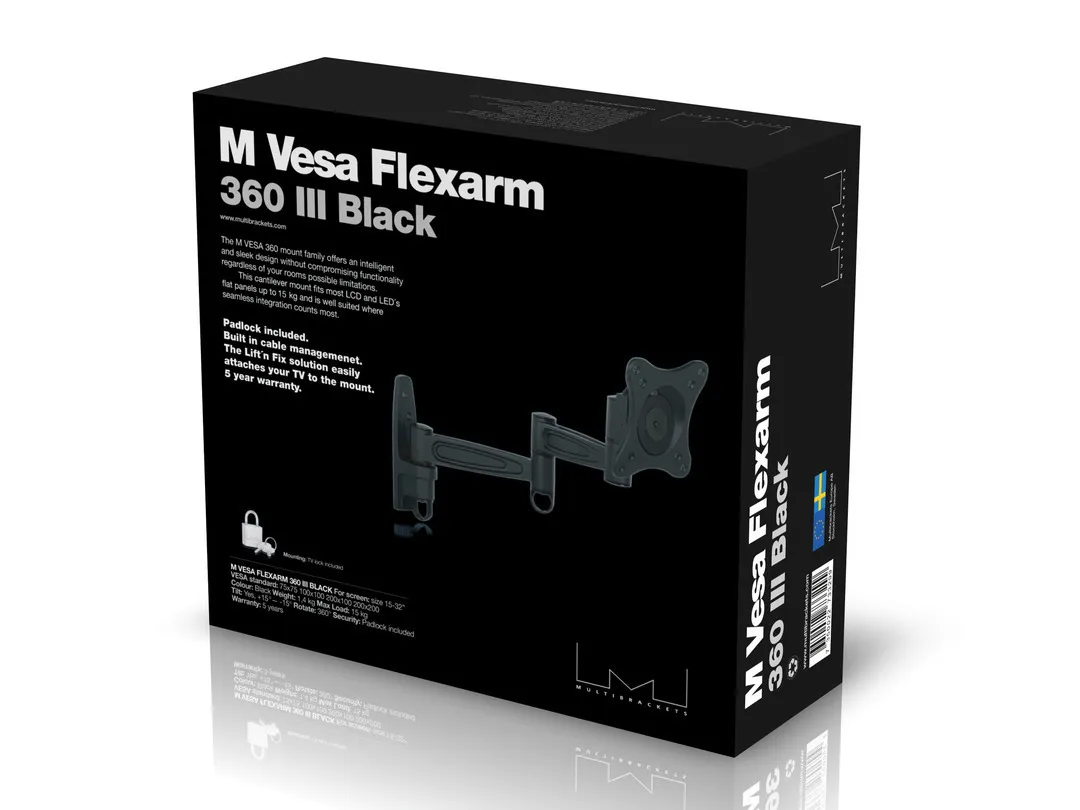 Multibrackets M VESA Flexarm 360 III - Wall mount tuotteelle nestekideTV - musta -n&auml;yt&ouml;n koko: 15"-40"