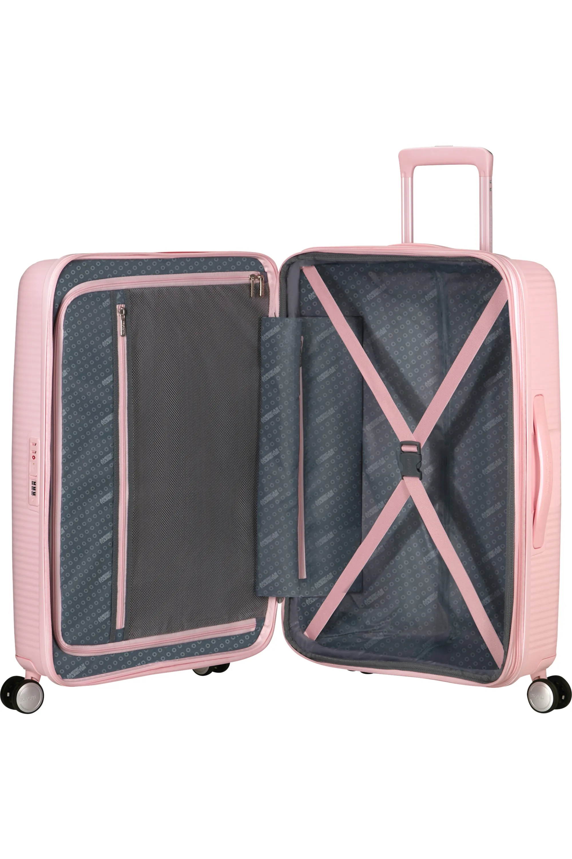 American Tourister Soundbox 67 cm Expandable Suitcase, 100% Polypropylene, Pastel Pink