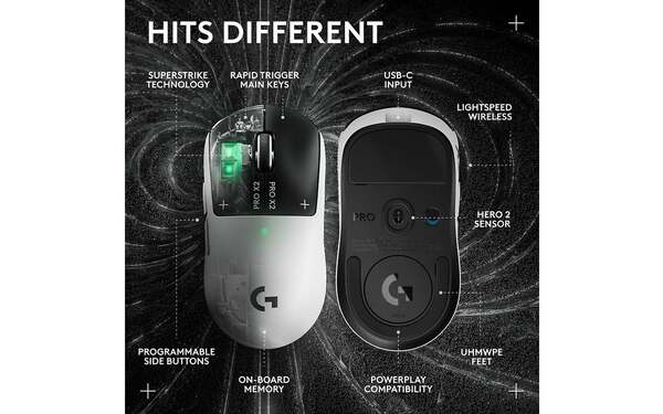 Logitech G PRO X2 SUPERSTRIKE Wireless Gaming Mouse, Black