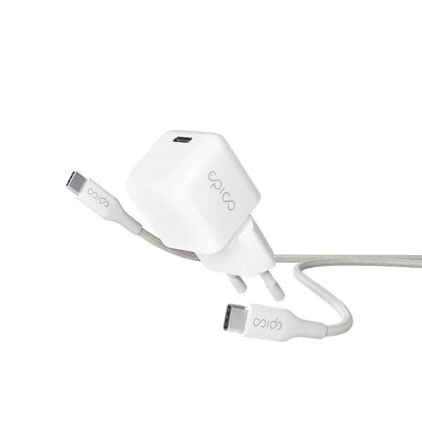 Epico 30W GaN Charger Bundle with 1.2m USB-C cable - white