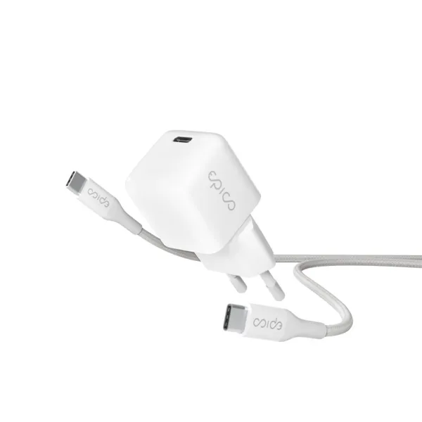Epico 30W GaN Charger Bundle with 1.2m USB-C cable - white