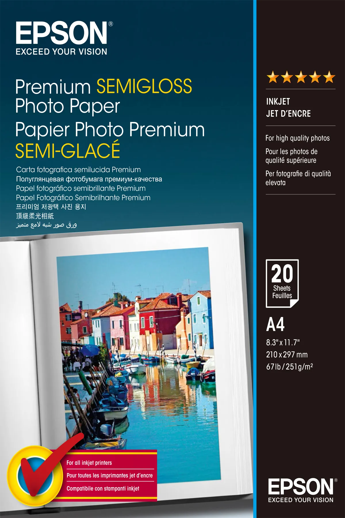 EPSON SEMIGLOSS PHOTO PAPER, A4,251G, 20
