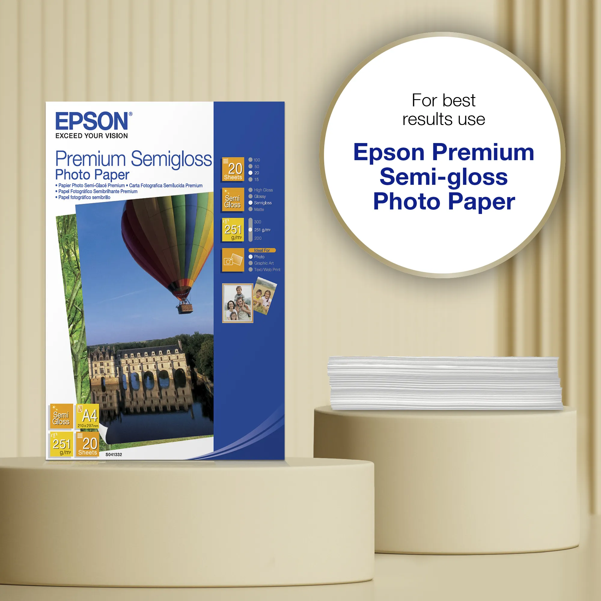 EPSON SEMIGLOSS PHOTO PAPER, A4,251G, 20