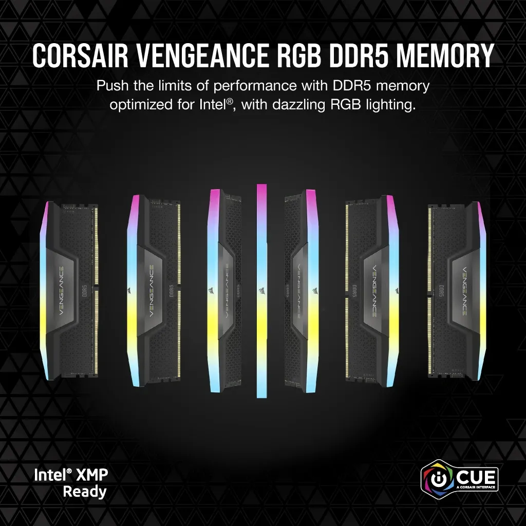 Corsair DDR5 - 96GB - 6800 - CL - 40 (2x 48 GB) dual kit, memory (black, CMH96GX5M2B6800C40, Vengeance RGB, INTEL XMP)