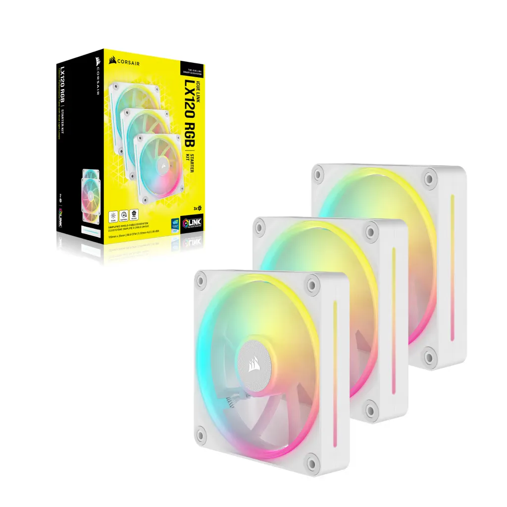 Corsair iCUE Link LX120 RGB, 120mm PWM - case fan, white, 3pcs