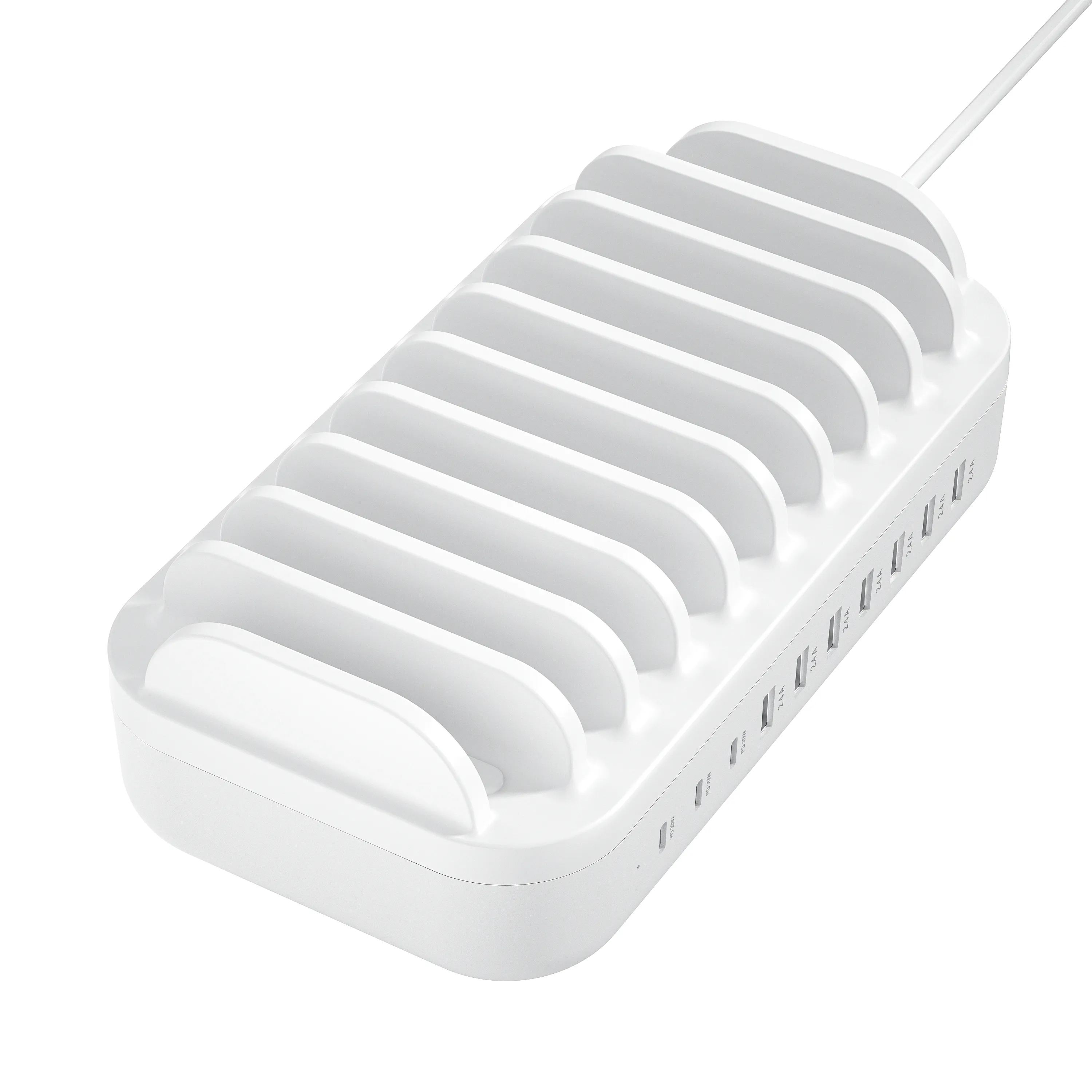 DELTACO USB charging station, 7x USB-A 2.4 A, 3x USB-C PD 20 W, white