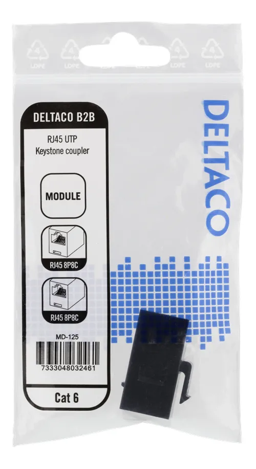 DELTACO Cat6 UTP Keystone skarv, svart