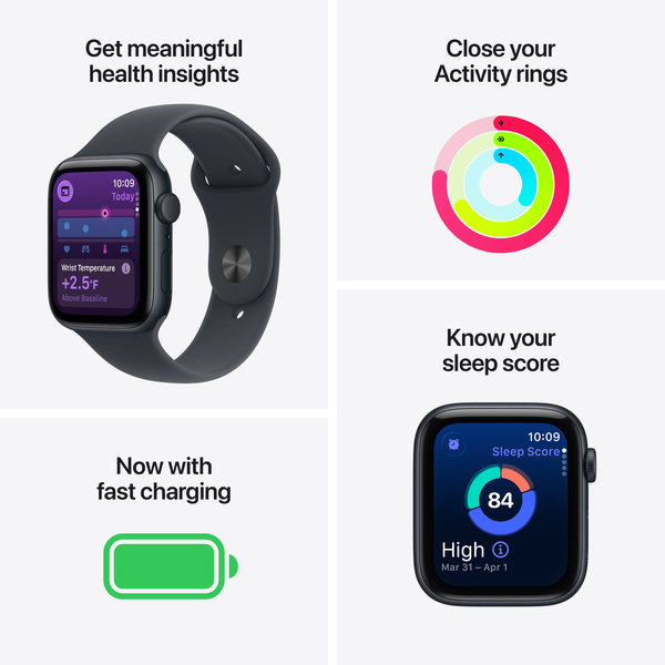 Apple Watch SE 3 (GPS) 40 mm t&auml;htivalkea alumiinikuori ja urheiluranneke, S/M