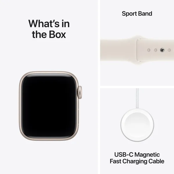 Apple Watch SE 3 (GPS) 40mm Starlight Aluminium Case with Sport Band, S/M