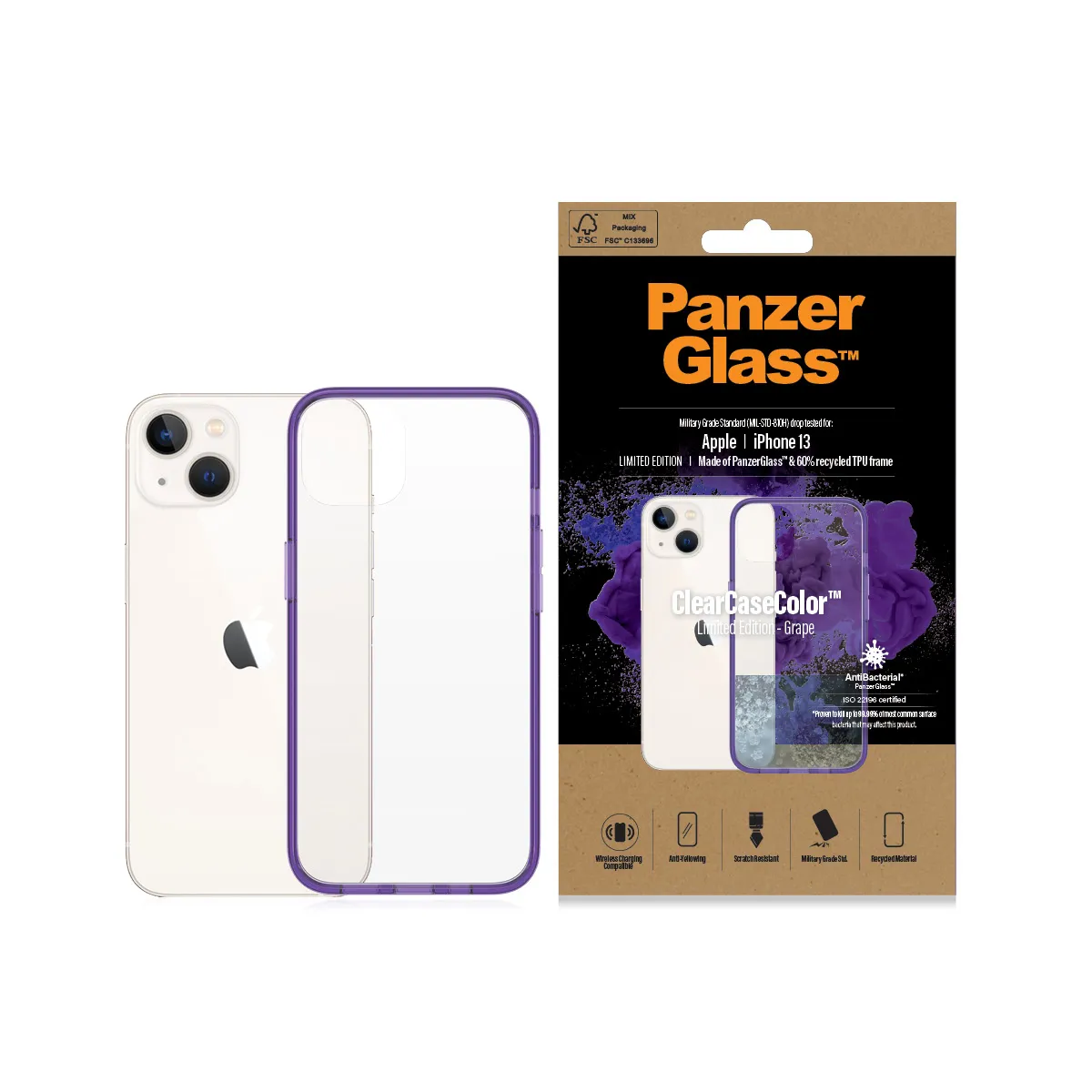 PanzerGlass ClearCase, iPhone 13 - fodral, Lila