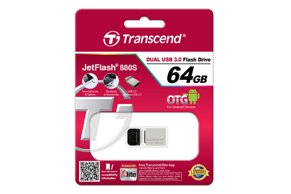 Transcend 64GB JetFlash 880 USB 3.0 - memory stick, Black/Silver