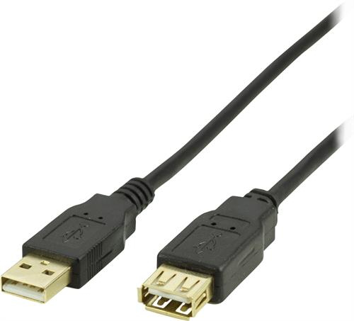 Deltaco USB-A - extension cable, 1 m, Black