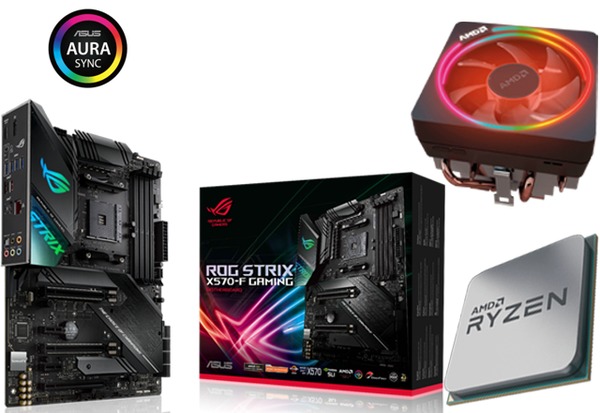 Bundle + Asus ROG Strix X570-F Gaming + AMD Ryzen 7 3800X 3,9 GHz + Wraith Prism cooler