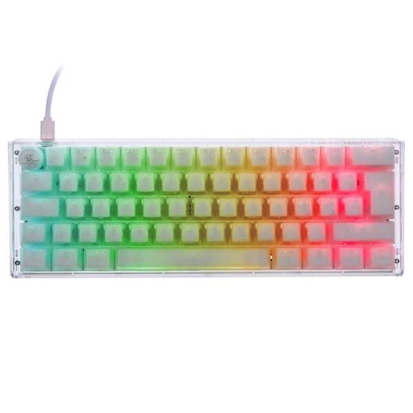 Ducky One 3 Aura White Mini 60% Mechanical Gaming Keyboard, Cherry Blue, White