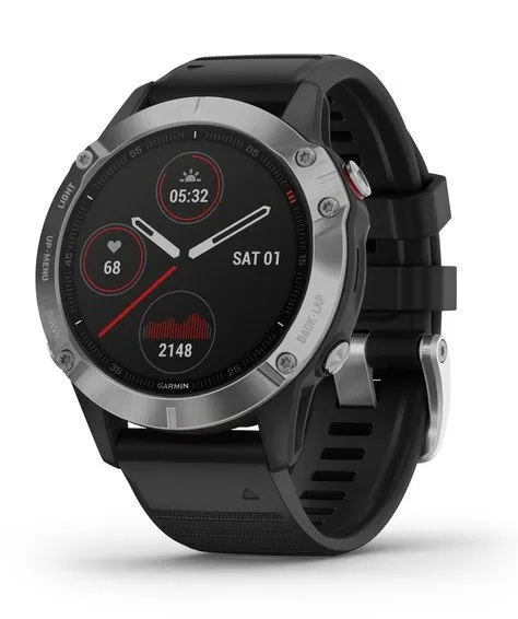 Garmin Fenix 6 Silver -urheilukello, Hopea/Musta