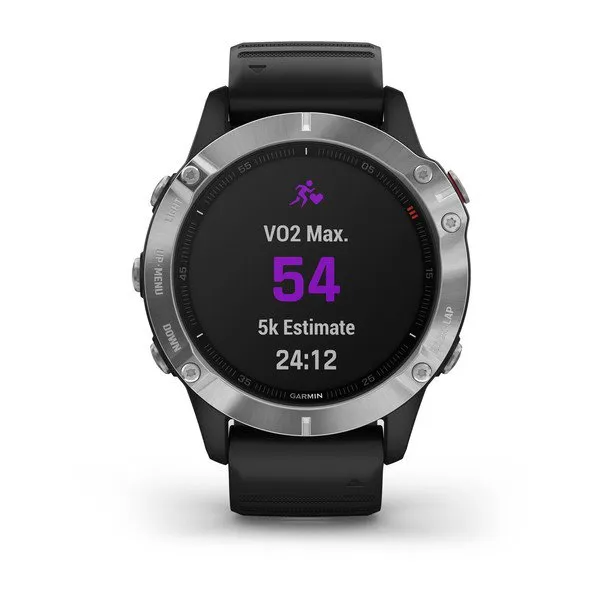 Garmin Fenix 6 Silver -urheilukello, Hopea/Musta