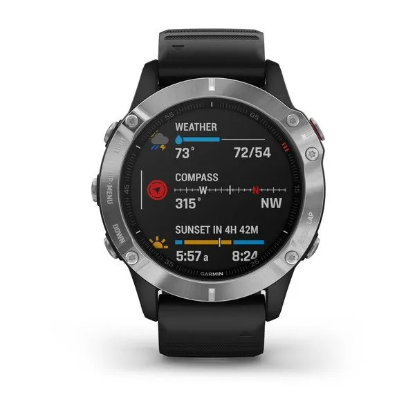 Garmin Fenix 6 Silver -urheilukello, Hopea/Musta