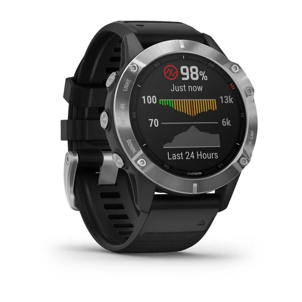 Garmin Fenix 6 Silver -urheilukello, Hopea/Musta