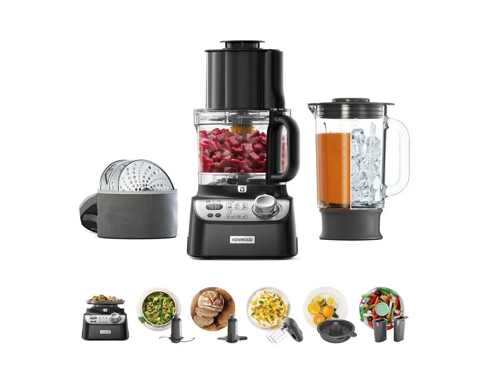 Kenwood MultiPro XL Weigh+ FDM72.990BK -monitoimikone, 1000 wattia, 3 litraa, musta
