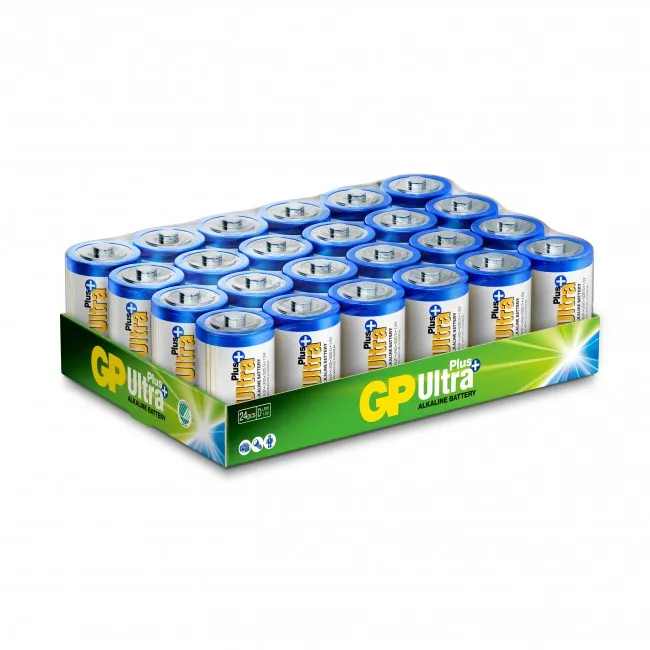 GP Ultra Plus Alkaline Battery, Size D, 13AUP/LR20, 1.5V, 24-pack