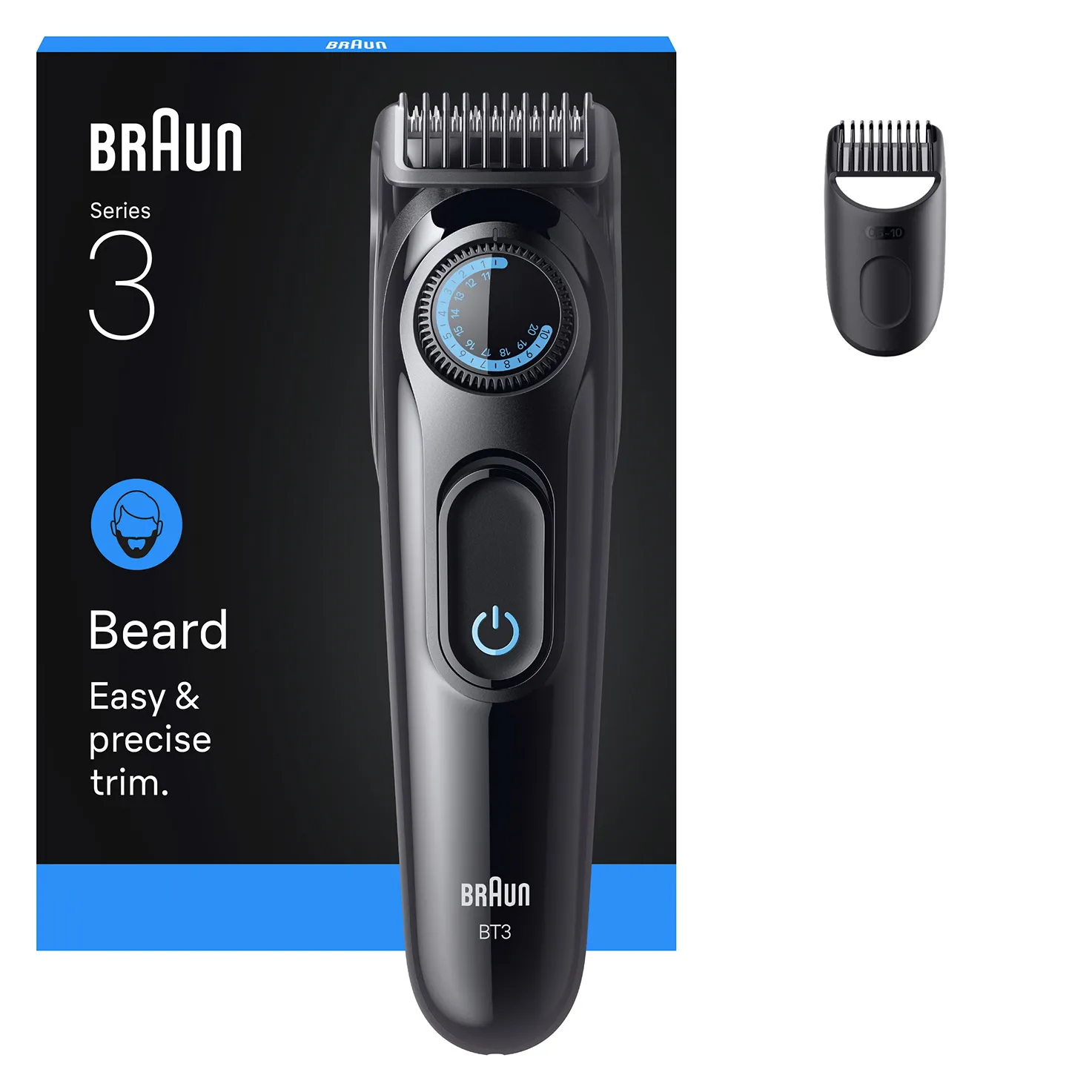 Braun Series 3 BT 3500 Wet &amp; Dry Beard Trimmer, Black &amp; Blue