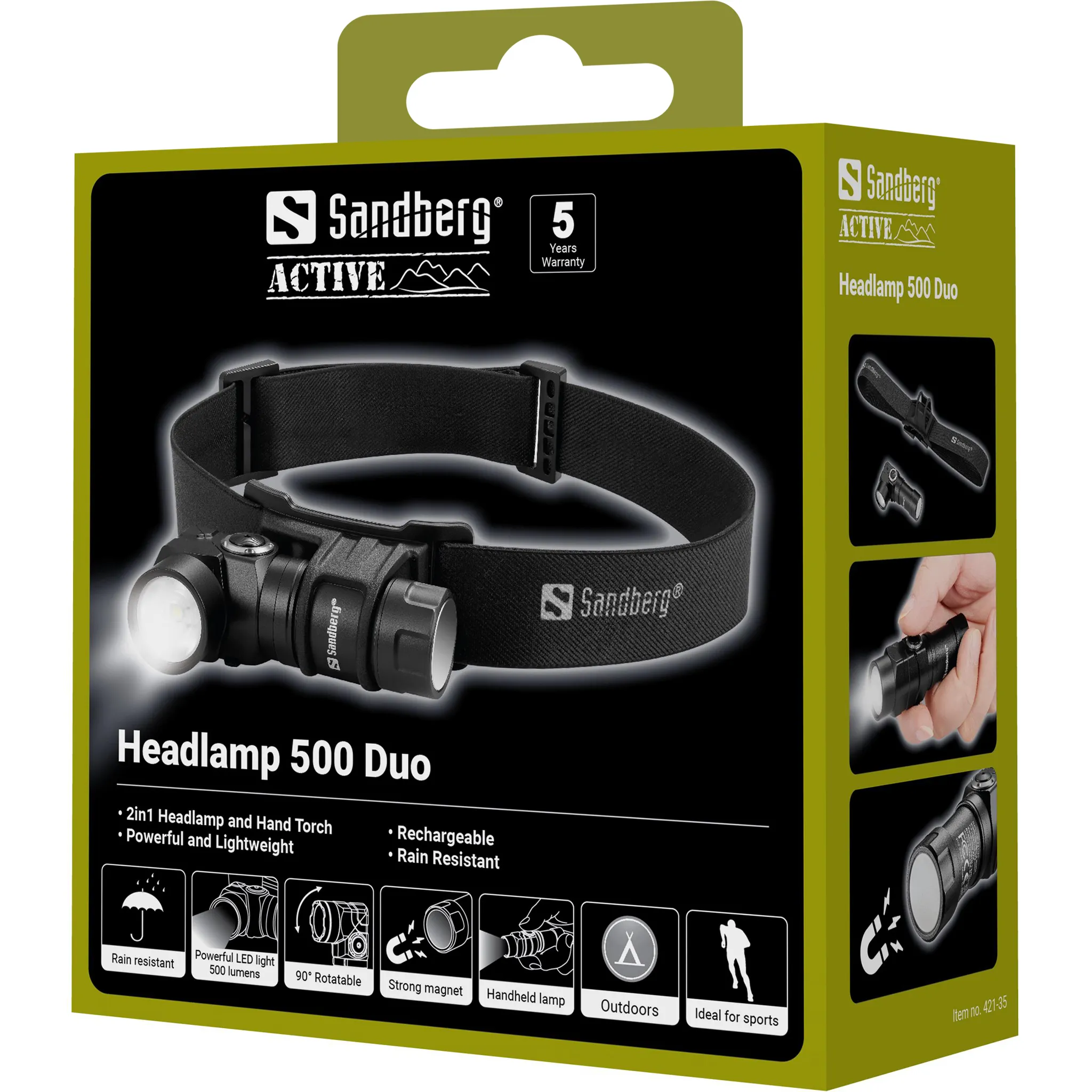 SANDBERG Headlamp 500 Duo, 700 mAh, 500 lm, Headlamp