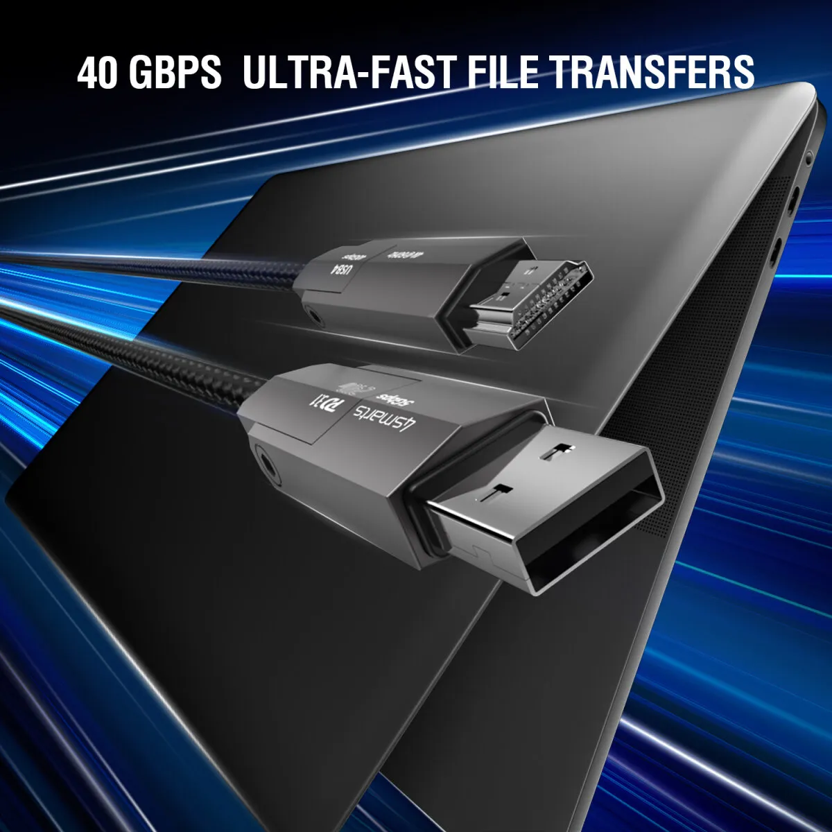 4SMARTS ComboCord USB4 USB-C-kaapeli, jossa 240 W, 1,5 m, musta