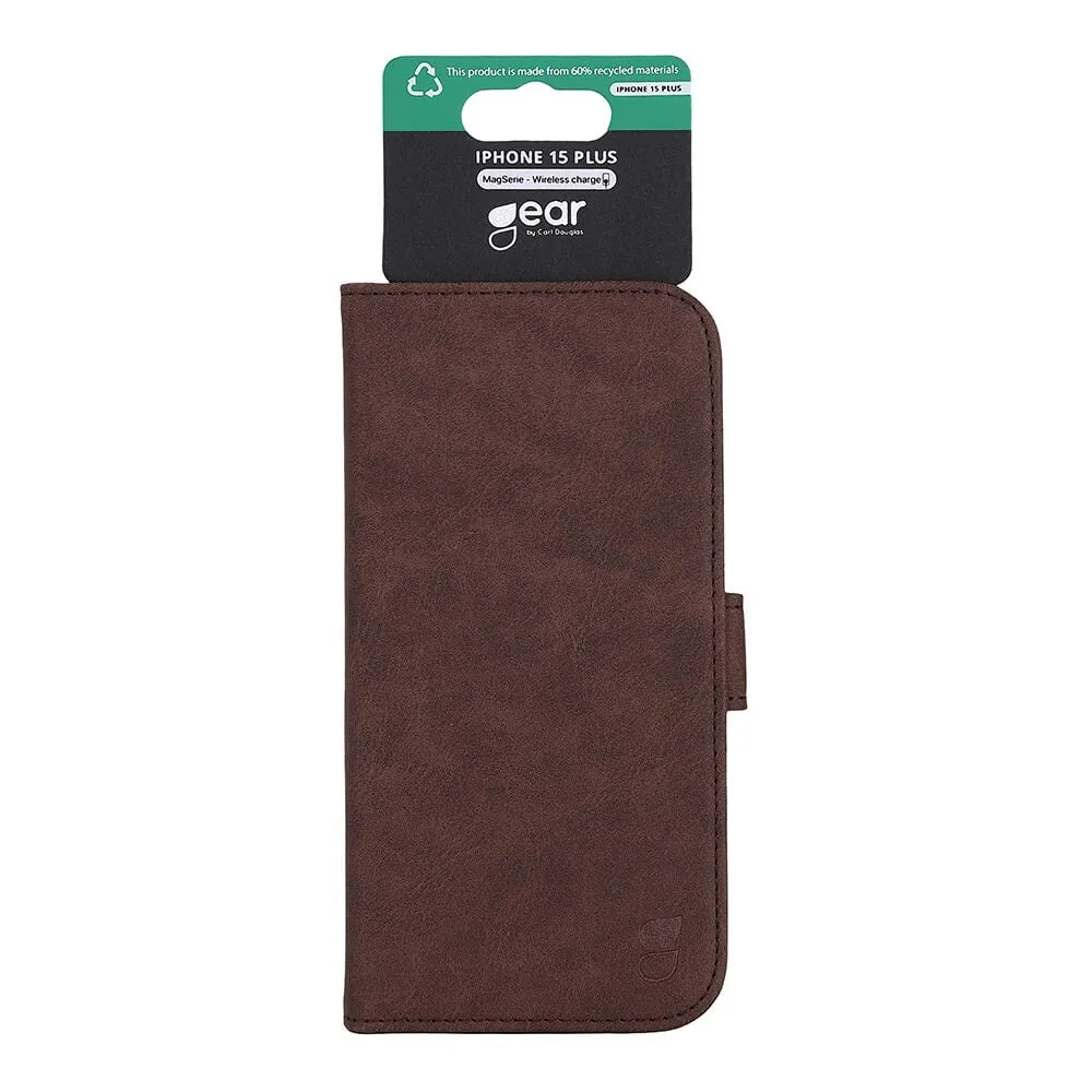 GEAR Wallet MagSeries, iPhone 15 Plus - pl&aring;nboksfodral, Brun