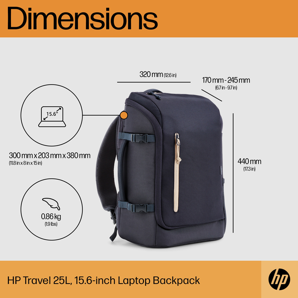 HP Travel 25l BNG - notebook backpack, blue, 15.6"
