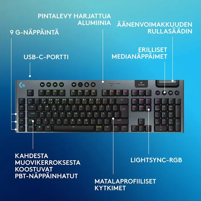 Logitech G915 X LIGHTSPEED Low Profile, Tactile - wireless gaming keyboard, black