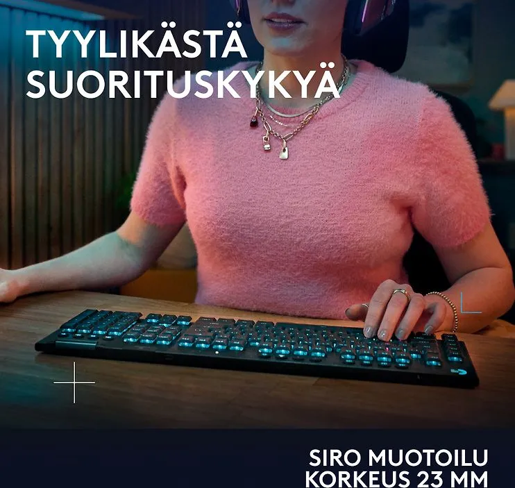 Logitech G915 X LIGHTSPEED Low Profile, Tactile - tr&aring;dl&ouml;s speltangentbord, svart