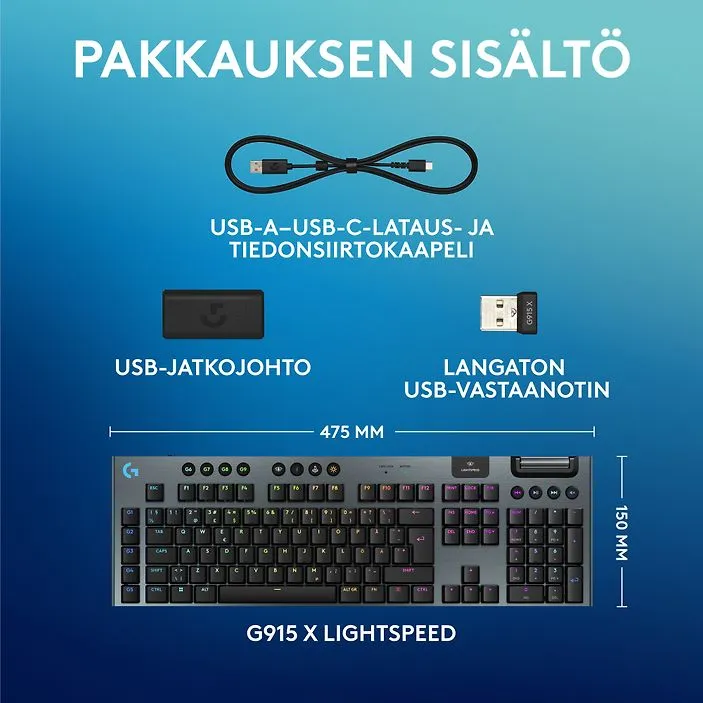 Logitech G915 X LIGHTSPEED Low Profile, Tactile - tr&aring;dl&ouml;s speltangentbord, svart