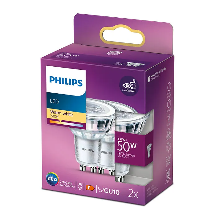 Philips 2-pack LED GU10 Spot 50W 355lm