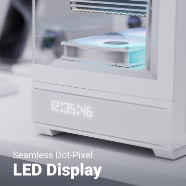 AeroCool P500B Digi Midi-Tower Case with window and RGB lighting, White