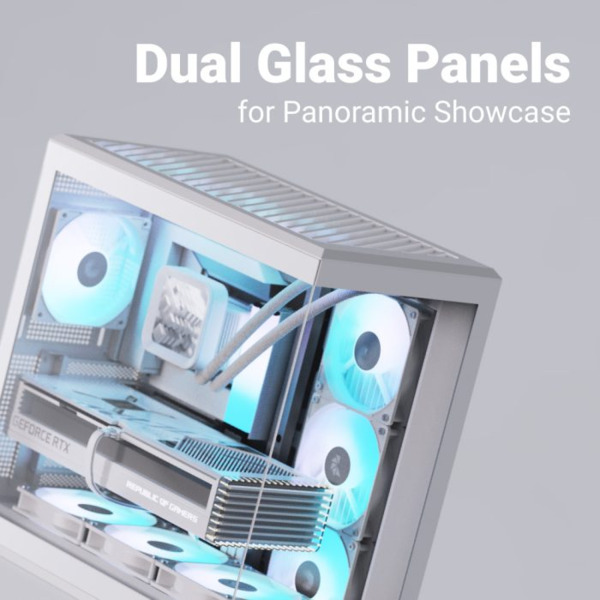 AeroCool P500B Digi Midi-Tower Case with window and RGB lighting, White