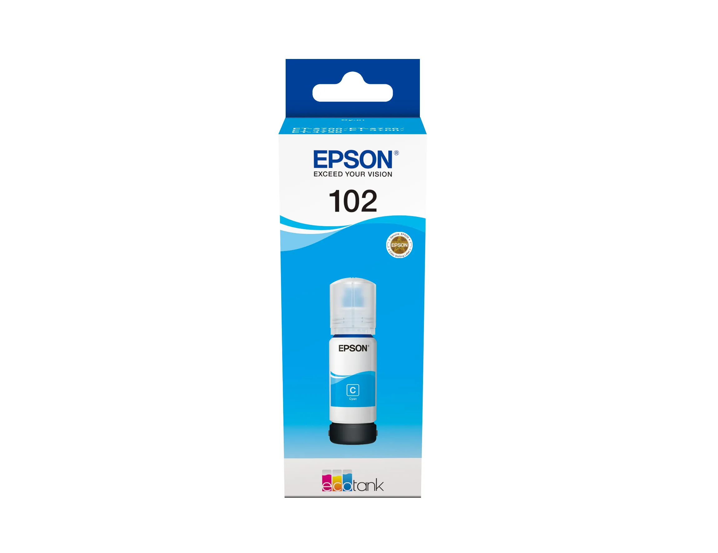 Epson 102 EcoTank -mustepullo, 70 ml, syaani