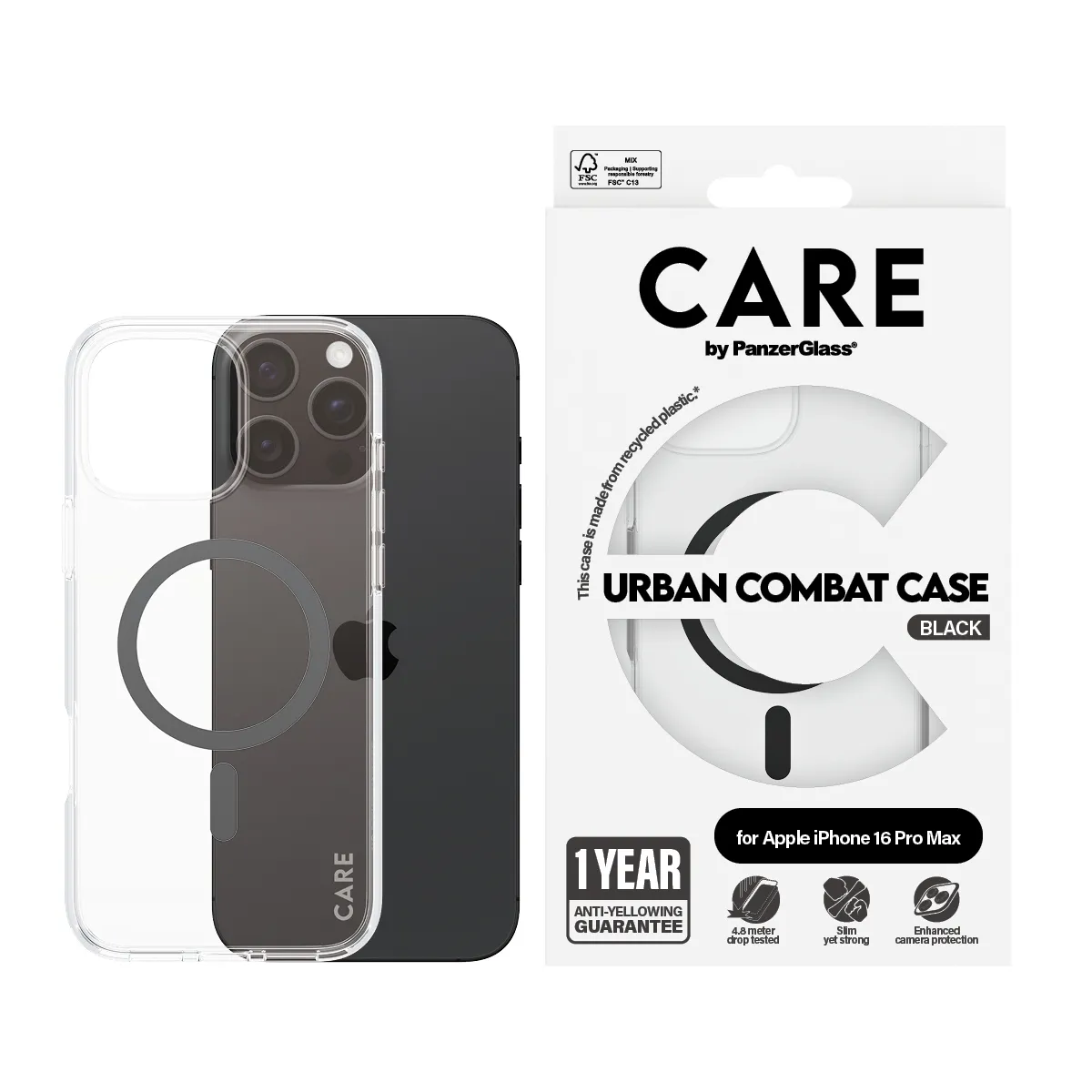 Care by PanzerGlass iPhone 16 Pro Max MagSafe Urban Combat skal, Svart