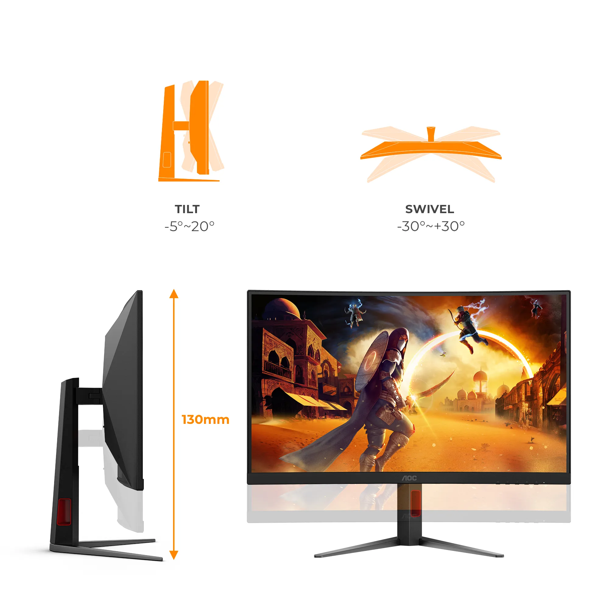 AOC CQ27G4Z2 27" QHD, Fast VA, 260Hz, HDR curved gamingsk&auml;rm