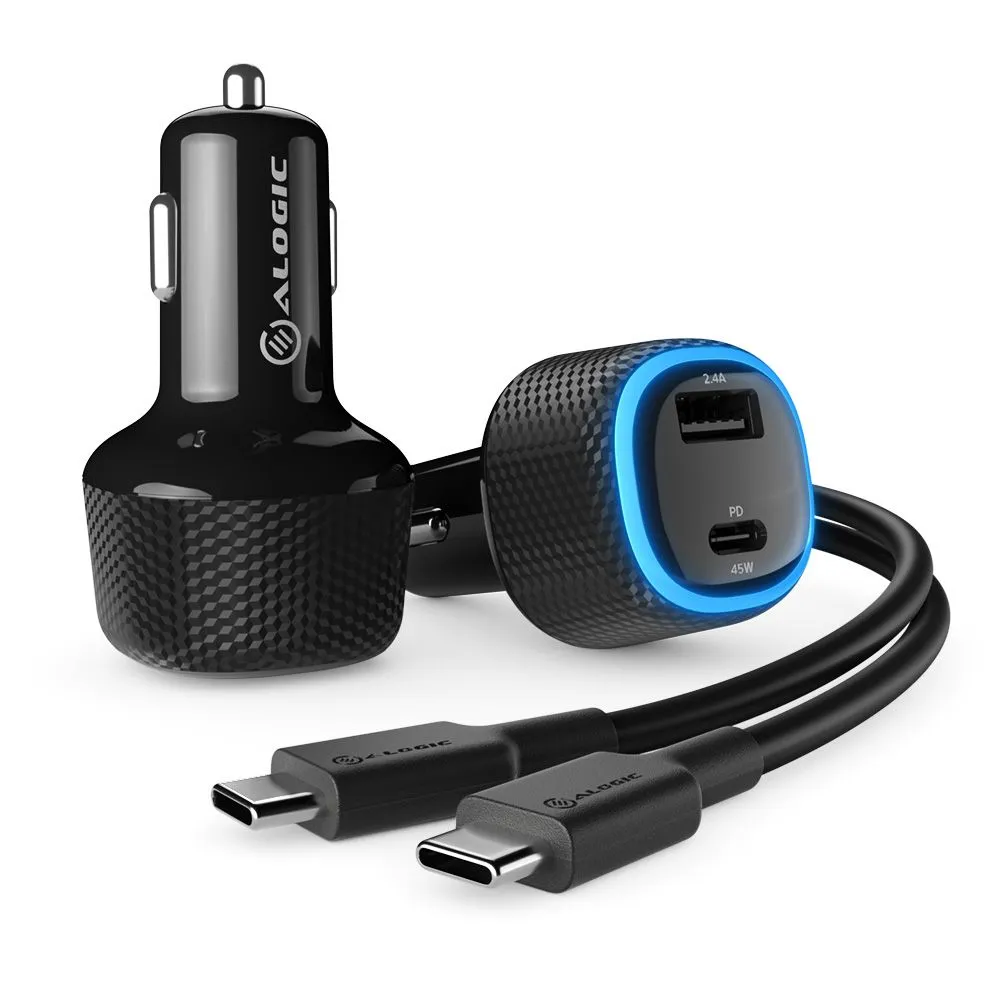 ALOGIC RAPID 2 Port USB-C &amp; USB-A Laptop &amp; Phone Car Charger