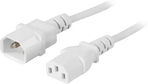 Deltaco jatkokaapeli,  suora IEC C13 - suora IEC C14 3m, valk